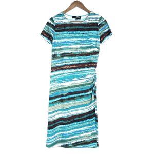 NEW NWT Jones New York Turquoise Multi Print Short Sleeve Dress Size 0